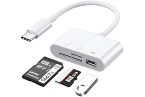 YLK Lecteur de Carte SD USB C 2.0, Conception pour Carte SD + TF + USB 3 en 1, USB OTG Mémoire Externes Compatible pour Samsung Galaxy S25 S24 S23 S22 S21 S20 S25+ S25Ultra S24+ S23+ (Blanc-3en1)