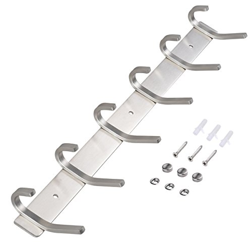 Nehome Garderobenhaken Hakenleiste Kleiderhaken Edelstahl Garderobenleiste 6 Haken Belastbar bis ca. 30kg - 7