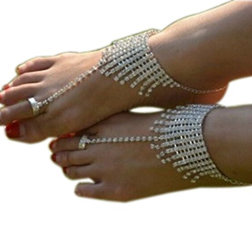 Preisvergleich Produktbild waygo Strand Hochzeit Fußkettchen Kette Strass Fuß Jewelry Barfuß Sandalen