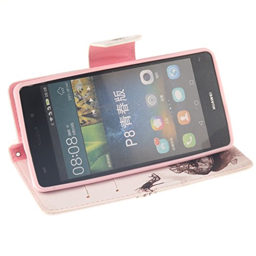 KATUMO Funda y Protector Huawei P8 Lite ALE-L21 Carcasa de Cuero Flip Cover Case para Huawei P8 Lite Fundas Tapa Carcasa Cuero- 2Tac  n alto