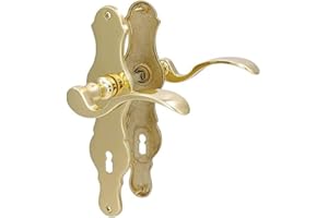 ALPERTEC Türbeschlag Messing poliert für Zimmertüren, Türklinke Türgriff Türbeschlag