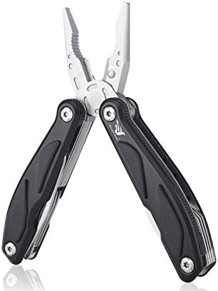 Folding Multifunction Multitool Pliers with Aluminum Anodise Handle Design Portable Stainless Steel Pocket Pliers Combination Tool with Nylon Sheath and Box for Daily Use/Home/Hiking/Travel/Outdoor