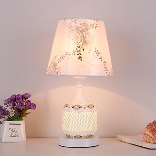 sexy-- Warm and simple modern ceramic table lamp Bedroom bedside lamp Pastoral wedding gift feeding study table lamp (A variety of colors, switch optional) ( Color : 8-Power switch button )