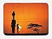 Produktbild CHKWYN African Bath Mat, Child and Mother at Sunset Walking in Savannah Desert Dawn Kenya Nature Image, Plush Bathroom Decor Mat with Non Slip Backing, 23.6 W X 15.7 W Inches, Orange Black