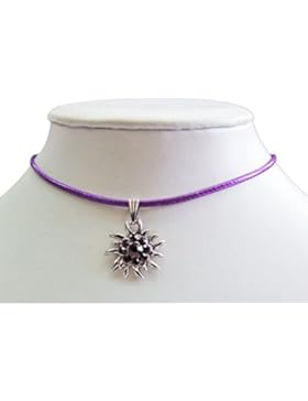 Kinder Trachten Halskette mit Strass Edelweiß-Anhänger - Süßer Schmuck für Mädchen zu Dirndl und Kleidern