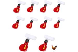 FTORY tee Tazas de Agua para Aves de corral-10 Piezas Automático Tazas de Agua para Pollo Bebedero 1/2 Pulgadas tee Aves de Corral Herramientas de alimentación roja