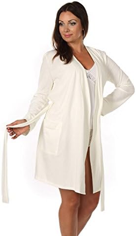 Roban Fashion ® Amanda cotton bathrobes for woman (S/M 36/38 UK8/10, Ecru)