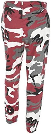 Womens Leggings Pants,LILICAT Women Sports Pants, Camo Cargo Pants Outdoor Casual Camouflage Baggy Loose Trousers Jeans Smocked Waist Harem Hippie Pants (Red, Size:S)