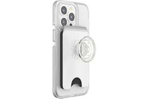 PopSockets: PopWallet+ für MagSafe - Kartenhalter mit integriertem austauschbarem PopTop für Smartphones und Hüllen - Clear White