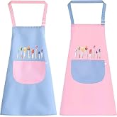 Children's Apron, Azonee 2 Pack Cute Kids Apron, Adjustable Cooking Apron, Toddler Baking Apron, Apron with Pockets, Girls Bo