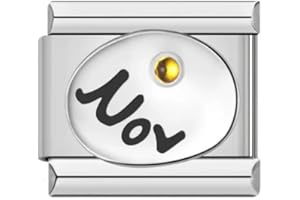 MON & SONS M&S Jan to Dec Birthday Birth Stone Date Anniversary Month 9mm Italian Link Charm Compatible With Nomination Bracelet