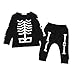 Produktbild Riou Kinder Langarm Halloween Kostüm Top Set Baby Kleidung Set 2pcs Kleinkind Säuglingsbaby Boy Knochentops + Hosen Halloween Kleidung Outfits Set (100, Schwarz)