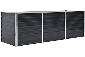 ‎VIDAXL vidaXL Hochbeet Pflanzkübel Blumenkasten Garten Pflanzkasten Terrassen Gemüsebeet Gartenbeet Pflanzbeet Anthrazit 240x80x77cm Verzinkter Stahl