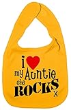Dirty Fingers, I love my Auntie she Rocks x, Boy Girl Feeding Bib, Yellow
