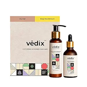 Vedix Sulfate Free Shampoo and Leave In Conditioner combo, Customized Ayurvedic Hair Care Combo for Frizz Free and Dry Hair, Intense Damage Repair Conditioner for Soft and Shiny Hair - 150 ml