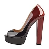 blockabsatz damen plateau pumps platform schuhe high heels runde zehen round toe peep peeptoe mit absatz plattform runde zehenspitze schwarz rot damenschuhe pumps damen schuhe high heels lack lackleder glattleder slip on hoher absatz plateau hoch elegant black red elegante sexy sandalen damenschuhe sommer winter heel frauen plateauschuhe pump PU fashion offene bequem business hohe party hochzeit women ladies shoes hochzeitsschuhe