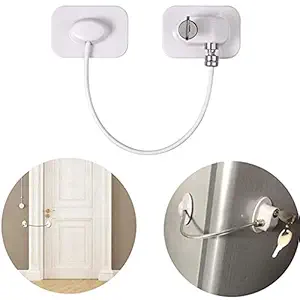 SNOWIE SOFT 1Pcs Refrigerator Lock Freezer Door Lock Cabinet Lock Strong Adhesive Lock Window Door Restrictor Cable for Baby Toddler Child Safety Device (White) (Multi-Colour-White)