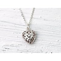 Zum Valentinstag! Zierliche Herz-Kette silber / Herz-Anhänger: 925er Silberkettchen mit einem zarten orientalischen Filigran-Herz, das perfekte Geschenk