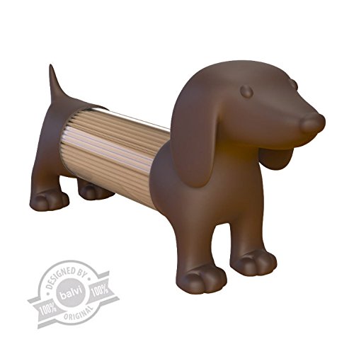 Balvi Porte Cure-Dents Teckel Couleur : Marron en Forme de Chien Acrylique/Plastique PVC