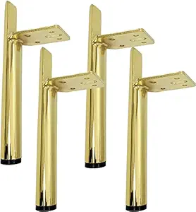 UNIQUELLA Sofa Hardware Leg 10 Inch 50 mm Sofa Furniture Golden Glossy Finish Heavy Model Cone Shape Design Sofa Leg Set of 4 Piece &16 Mounting Screw Included.