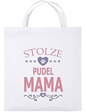Comedy Bags - Stolze Pudel Mama - HERZ - Jutebeutel bedruckt, Baumwolltasche zwei kurze Henkel aus 100 % Baumwolle...