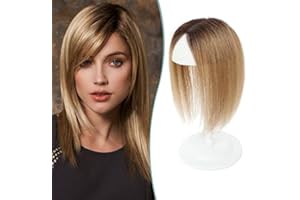 LASUNORK Hair Toppers for Thinning Hair Women Real Hair Real Human Hair 10 Inch Hair Toppers for Women Human Hair Upgrade Swiss Base Hair Topper Hair Pieces for Women (Medium Brown to Dark Blonde)
