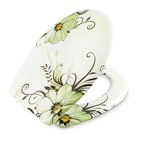 WC Sitz mit Absenkautomatik – „Blumenzauber“ Design – Toilettendeckel mit Motiv aus Duroplast inkl. Montagesatz – VENKON - 4