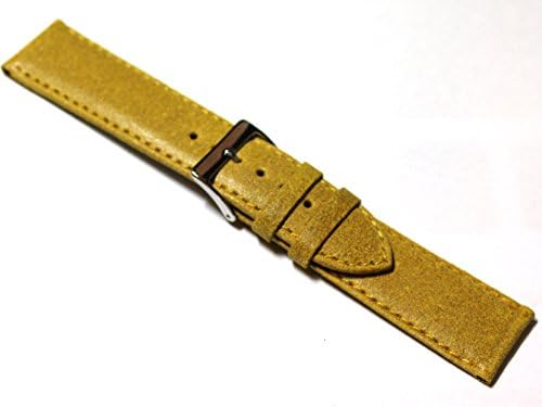 20mm Distressed 'Vintage Style' Mustard Yellow Leather Watch Strap.