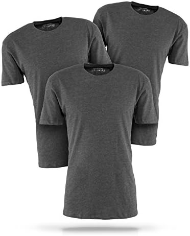 Casual Standard Mens T-Shirts Pack Of 3 Plain Crew Neck T-Shirt Regular Fit Short Sleeve Grey Large L