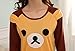 VENTELAN Women's Cartoon Bear Printed Dresses Long Sleeve Loose Waist Pyjamas