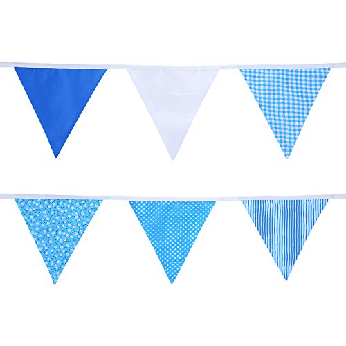 Fabric Bunting Double Sided Flags Pennant Banner for Wedding Party Home Decoration, 5.5 Meters