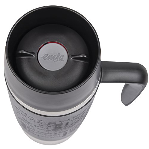 Emsa 514096 Isolierbecher mit Griff, Mobil genießen, 360 ml, Quick Press Verschluss, Schwarz, Travel Mug Handle - 3