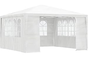 vidaXL Carpa Profesional para Fiestas con Paredes, Cenador para Bodas Acampada, Toldo Resistente al Agua, Carpa de Jardín Terraza, Blanco