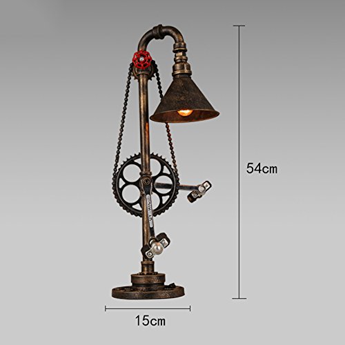 wshfor Retro Desk Lights，E27 Do The Old Color Lampshade， High Quality Iron Art Chassis， Simulation Bike Pedal ，110-240 Volt Voltage ，Bedroom Bed Metal Chain Water Pipe table Lamp