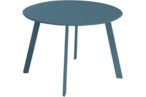 LOLAhome Mesa Auxiliar Marzia lacada Azul | Ø60x42 cm | De Acero con Revestimiento epoxi anticorrosión Interiores y Exteriores, jardín, terraza y balcón