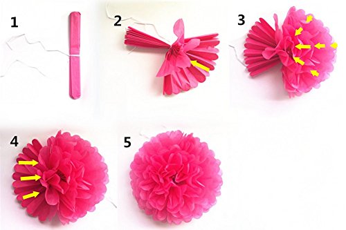 JZK® 10 x 25 cm durchmesser, Papier hängende Blume Seidenpapier Bälle Kugeln Pom Pom Poms Pompom Pompoms Pompon Pompons, Dekorationen Zubehör für Hochzeit Geburtstag Baby Dusche heilige Kommunion Graduierung Taufe Party Liefert Weihnachten Halloween Schlafzimmer etc., Orange - 2