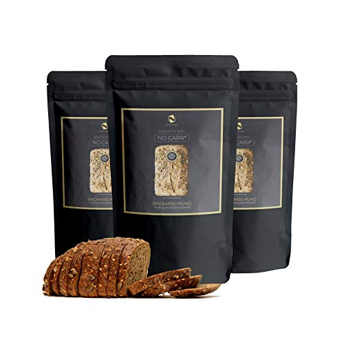 Mix Prerarazione Pane 3x200g No Carb, Alto Contenuto 20% di Proteine | No Carboidrati | Nessun Grano di Cereale | Gluten Free | Per Chetogenica, Low Carb e Costituire Massa Magra | Pane Per Diabetici