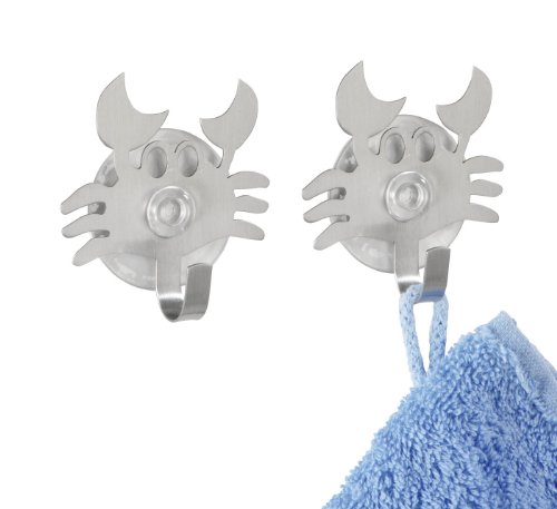 Wenko 4466260100 Saughaken Krabbe - 2er Set, Edelstahl matt, rostfrei, je 6 x 6 x 2.5 cm