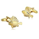 Aundiz Edelstahl Manschettenknöpfe für Herren Fisch 2X1.6 cm Gold Hemd Manschettenknöpfe