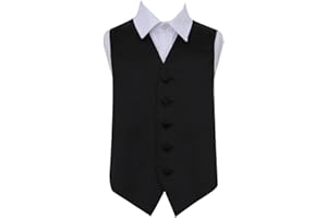DQT Boys Plain Satin Wedding Tuxedo Waistcoat Vest