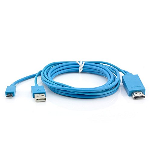 Saxonia. MHL zu HDMI Adapterkabel für Samsung Galaxy Smartphones, Tablets (MicroUSB 5/11 polig) Full HD Bild + Tonübertragung / Farbe: Blau