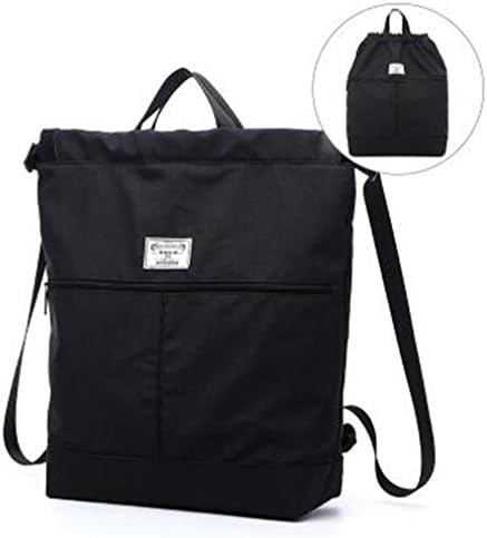 YANFEI Lightweight Canvas Students Bag Backpack Leisure Traveling Sports Fitness Multifunction Drawstring Bunches Shoulder Backpacks , black