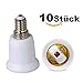 Produktbild GROENOX 10er Pack Lampensockel Adapter Konverter - E14 Fassung auf E27 Sockel Lampenadapter - Lampensockeladapter für LED Energiespar Lampen Halogen-Lampen