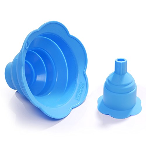 Trichter 2-teilig 13 x 3,8 cm und 3,8 x 1 cm, Lebensmittel-Silikon, blau, Kochblume Edition, Silikon