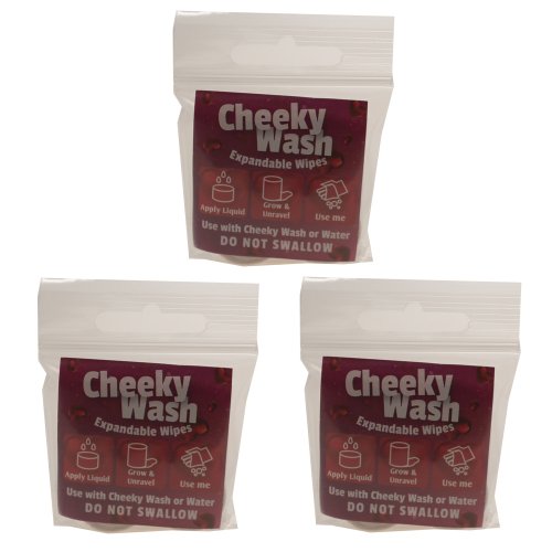 Cheeky Wash Expandable Wipes - 3 x Pack of 4 (12 Wipes)