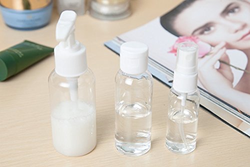 Schönes leben* 10tlg. Reiseflaschen Set mit Tasche Travel Bottles Kosmetikbehälter Reisegröße Flüssigkeitsbehälter für Shampoo, Conditioner, Lotion, Creme - 3