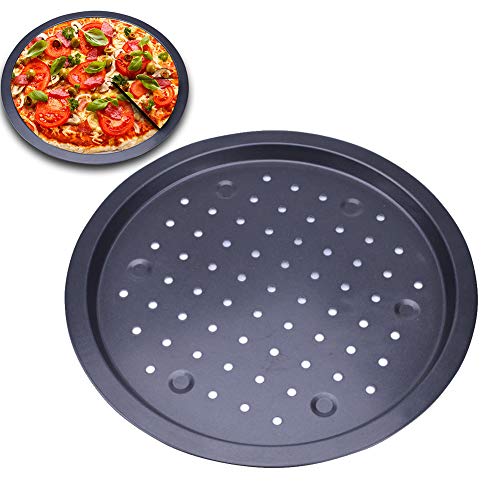 Preisvergleich Produktbild Pizzablech Backblech, antihaftbeschichtete Platte Punch Karbonstahl Pizzablech Schalen Halter Pfanne Backwerkzeug