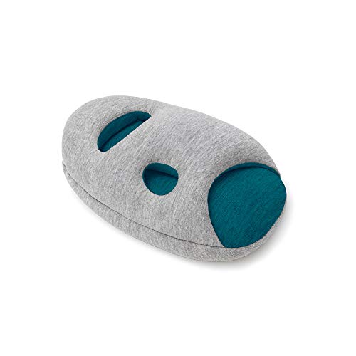 Ostrich Pillow Mini Travel Pillow for Airplane Head Support - Travel Accessories for Hand and Arm Rest, Power Nap Pillow for Flight and Desk - Blue Reef