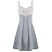 Produktbild Huihong Damen Häkeln Spitzen Rückenfrei Mini Slip Kleid Sexy Ärmellos Spitze Patchwrok Kleid Riemen Kleid Party Kleid Sommer Sommerkleid Leibchen Kleid (Grau, M)