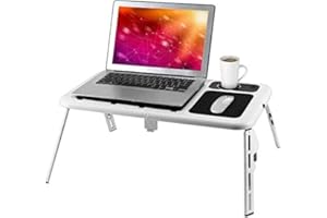 Tavolo per laptop Greensen, supporto per laptop regolabile, scrivania per notebook da letto con ventole di raffreddamento USB, vassoio di supporto per computer portatile portatile, supporto per notebo
